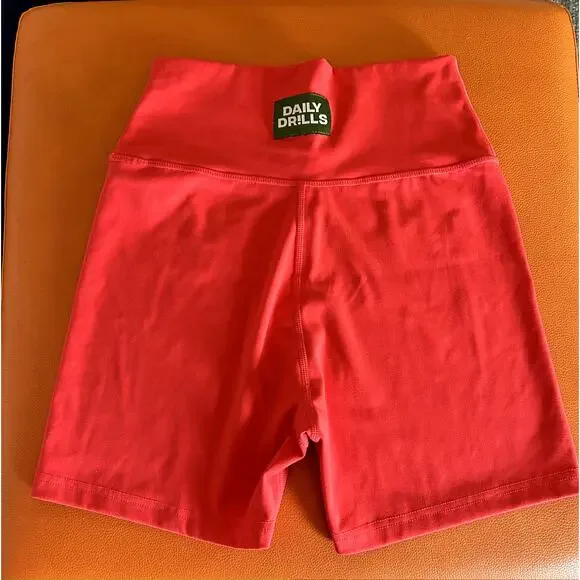 SOLD Daily Drills Red Tight Activewear Shorts Size S - Picture 2 of 7